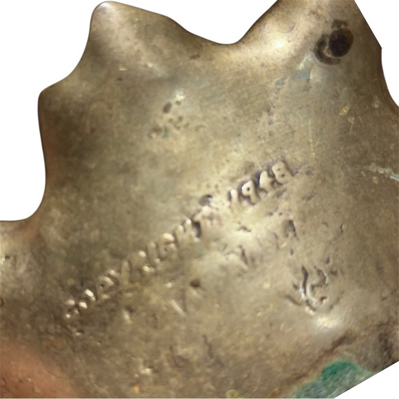 Solid brass Virginia Metalcrafters 1948 May Apple Leaf Vintage Leaf Bowl Dish - Picture 5 of 5